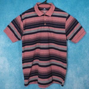Red Rhino Polo Shirt, Short Sleeve, Striped, Men's, Size Large